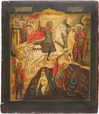 Picture IKONE MIT DEM HEILIGEN THEODOR TIRON NACH DER STROGANOW-IKONE VON NIKIFOR ISTOMIN SAVIN