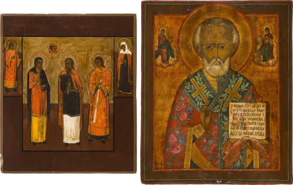 Auktion 151<br>ZWEI IKONEN: HEILIGER NIKOLAUS VON MYRA UND SAMON, GURIJ UND AVIV