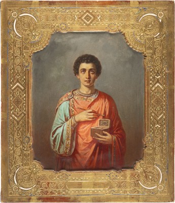 Auction 151<br>SEHR FEINE IKONE MIT DEM HEILIGEN PANTELEIMON