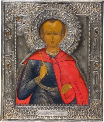 Auktion 151<br>IKONE MIT DEM HEILIGEN BONIFATIUS MIT SILBER-RIZA
