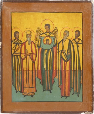 Picture IKONE MIT DEM ERZENGEL MICHAEL FLANKIERT VON DEN TIERPATRONEN FLORUS, LAURUS, MODESTUS UND BLASIUS