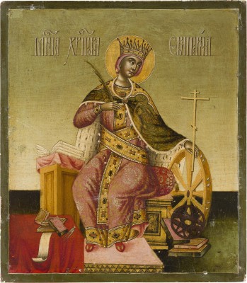 Auktion 151<br>MUSEALE IKONE MIT DER HEILIGEN KATHARINA