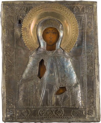 Auction 151<br>IKONE MIT DER HEILIGEN MAFRA MIT OKLAD