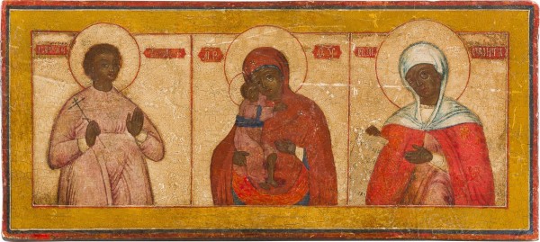 Picture IKONE MIT DER GOTTESMUTTER FLANKIERT VON DEN HEILIGEN JULITTA UND KIRIK