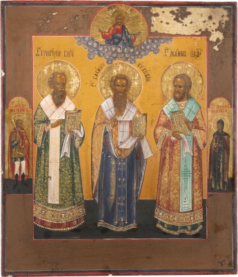 Bild IKONE MIT DEN DREI HIERARCHEN BASILIUS DEM GROSSEN, GREGOR DEM THEOLOGEN UND JOHANNES CHRYSOSTOMUS
