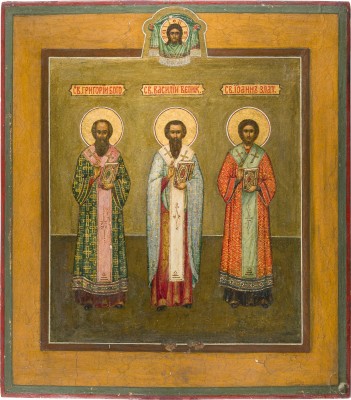 Picture IKONE MIT DEN DREI HIERARCHEN BASILIUS DEM GROSSEN, GREGOR DEM THEOLOGEN UND JOHANNES CHRYSOSTOMUS