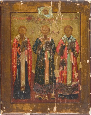 Picture KLEINE IKONE MIT DEN DREI HEILIGEN KIRCHENVÄTERN JOHANNES CHRYSOSTOMUS, BASILIOS DEM GROSSEN UND GREGORIOS DEM THEOLOGEN
