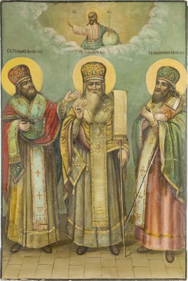 Picture MONUMENTALE IKONE MIT DEN HEILIGEN VON KASAN: HERMANN VON KASAN, GURIAS VON KASAN UND BARSANUPHIUS VON TWER