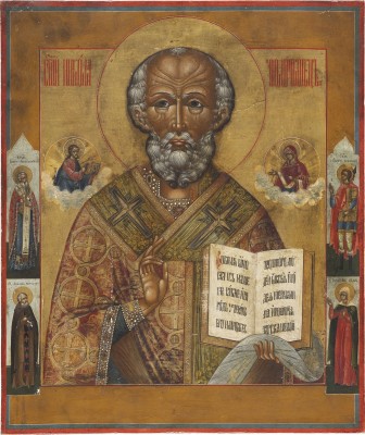 Bild GROSSFORMATIGE UND SEHR FEINE IKONE MIT DEM HEILIGEN NIKOLAUS VON MYRA