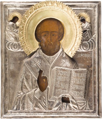 Picture IKONE MIT DEM HEILIGEN NIKOLAUS VON MYRA MIT OKLAD
