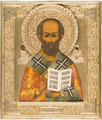 Auction 151<br>IKONE MIT DEM HEILIGEN NIKOLAUS VON MYRA MIT RIZA