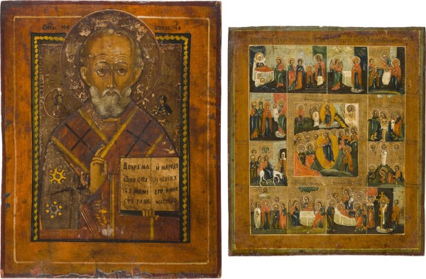 Auction 151<br>ZWEI IKONEN: FESTTAGSIKONE UND HEILIGER NIKOLAUS VON MYRA