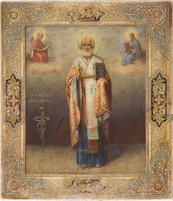 Bild SEHR SELTENE RELIQUIEN-IKONE MIT DEM HEILIGEN NIKOLAUS VON MYRA