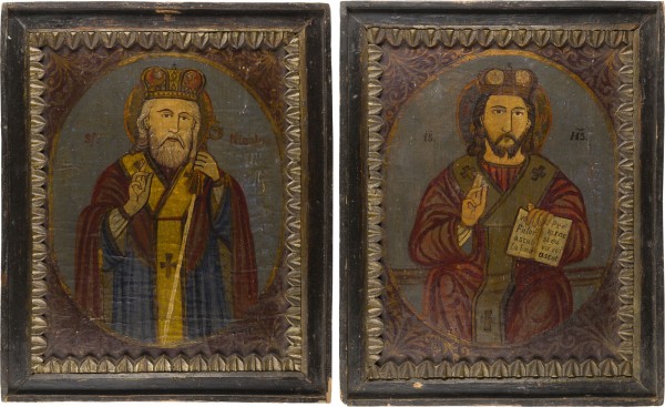 Auction 151<br>ZWEI GROSSE IKONEN: CHRISTUS PANTOKRATOR UND HEILIGER NIKOLAUS VON MYRA