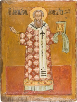Picture MONUMENTALE IKONE MIT DEM HEILIGEN ATHANASIUS DEM GROSSEN AUS EINER KIRCHEN-IKONOSTASE