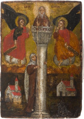 Auction 151<br>GROSSFORMATIGE IKONE MIT DEM HEILIGEN SIMEON STYLITES