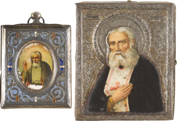 Auction 151<br>ZWEI MINIATUR-IKONEN MIT DEM HEILIGEN SERAFIM VON SAROW