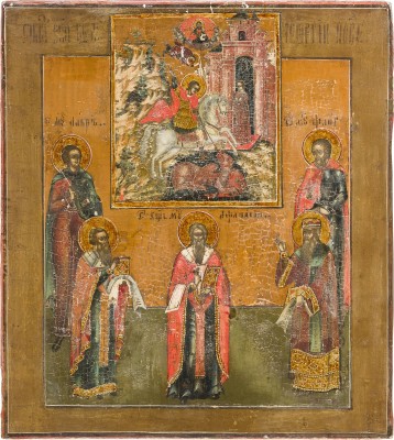 Picture PATRONATSIKONE MIT DEM HEILIGEN GEORG UND FÜNF AUSGEWÄHLTEN HEILIGEN