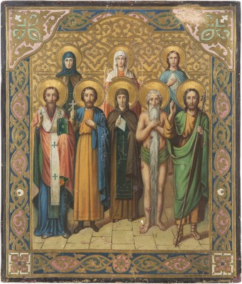 Picture IKONE MIT ACHT FAMILIEN-PATRONEN