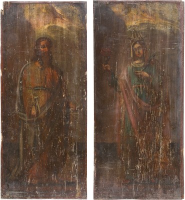 Auktion 151<br>ZWEI GROSSE IKONEN MIT DEM PROPHET JESAJA UND DER GROSSMÄRTYRERIN BARBARA