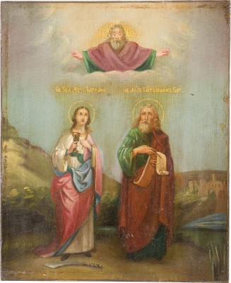Bild IKONE MIT DEN HEILIGEN BARBARA UND JOHANNES DEM EVANGELISTEN