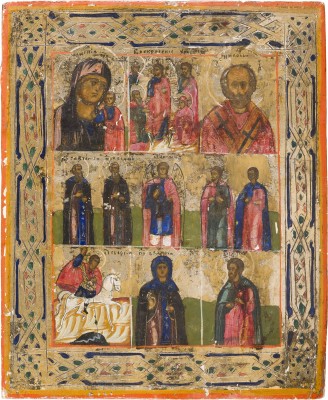 Picture KLEINE MEHRFELDER-IKONE MIT DER HÖLLENFAHRT CHRISTI, DER GOTTESMUTTER VON KASAN UND HEILIGEN