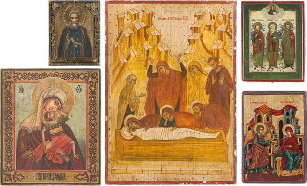 Auction 151<br>FÜNF IKONEN: MIT FESTTAGEN, DER GOTTESMUTTER UND HEILIGEN