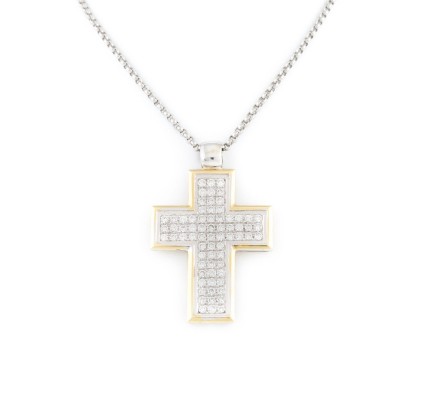 Bild GROßER BRILLANT KREUZ ANHÄNGER AN KETTE