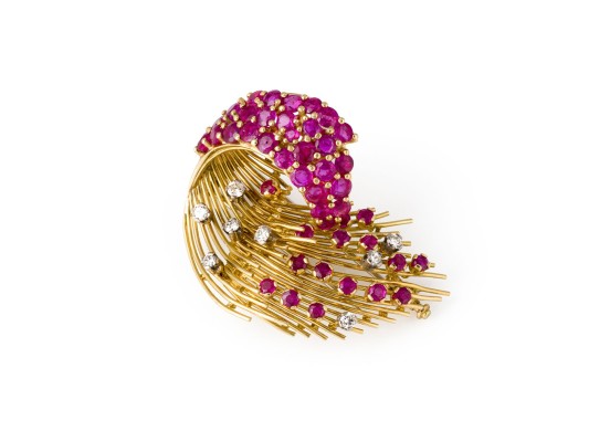 Bild SCHWUNGVOLLE RUBIN BROSCHE