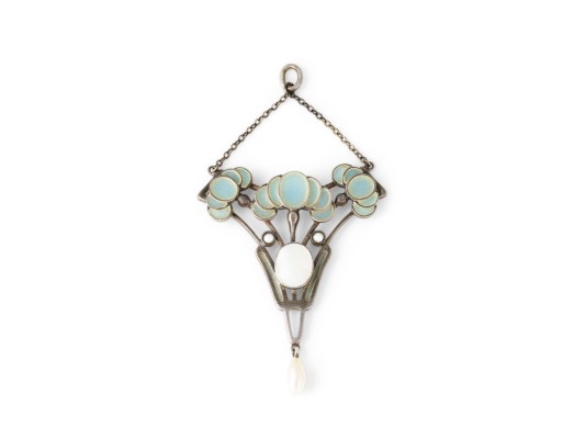 Bild ART NOUVEAU FENSTER EMAILLE ANHÄNGER