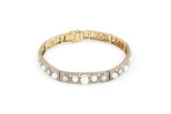 Bild ART DÉCO ARMBAND MIT PERLEN UND DIAMANTEN