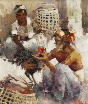 Picture MARKTSZENE MIT HAHN