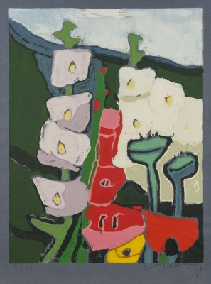 Bild GARTEN MIT GLADIOLEN, MALVEN UND MOHN (1994)