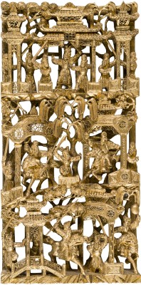 Picture EIN GOLDLACKIERTES HOLZRELIEF MIT FIGURENDARSTELLUNG