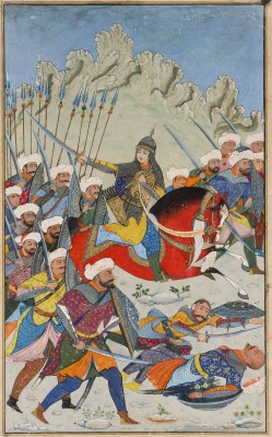 Auktion 152<br>EINE MINIATURMALEREI MIT DER DARSTELLUNG VON RAZIAH SULTAN IN RÜSTUNG ZU PFERDE