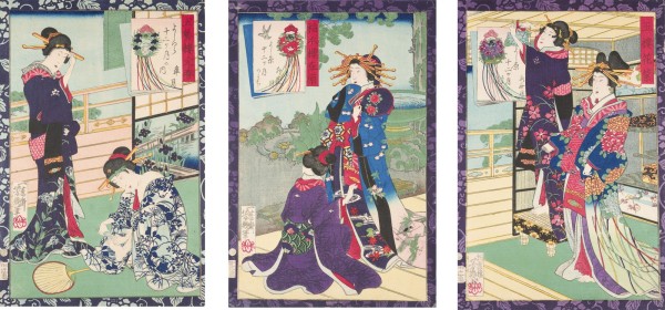 Auktion 152<br>DREI UKIYO-E, SCHÖNHEITEN BEI IHREN BESCHÄFTIGUNGEN