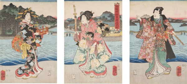 Auction 152<br>SUO NO KUNI, KINTAIBASHI ENKEN NO ZU (TRIPTYCH)
