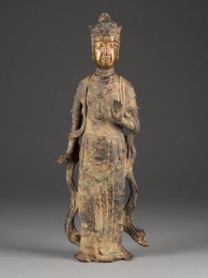 Bild EINE VERGOLDETE FIGUR VON KANNON AUS BRONZE