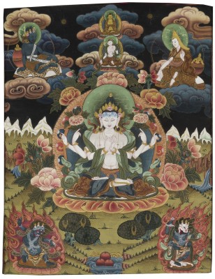 Auction 152<br>EIN THANGKA MIT DARSTELLUNG EINES BODHISATTVA