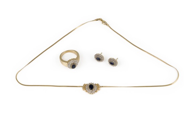 Bild 3-TEILIGES SAPHIR SCHMUCK SET