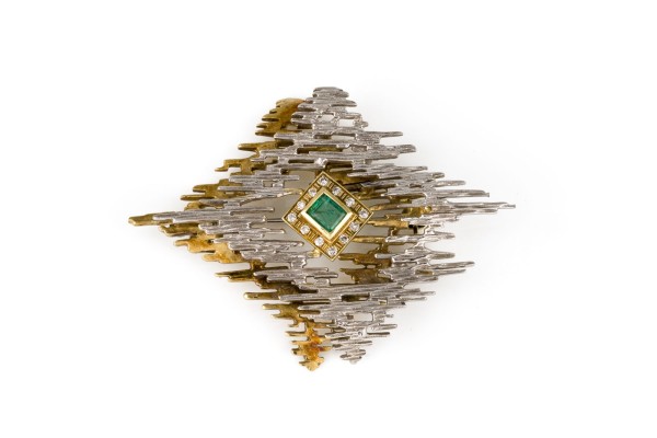 Bild BRUTALISTISHE SMARAGD BROSCHE