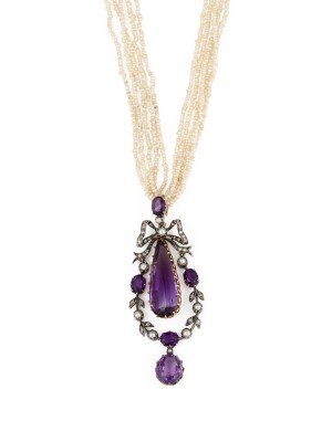 Bild SEHR FEINES SAATPERLEN AMETHYST COLLIER