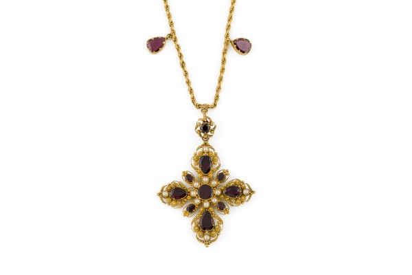 Bild ALMANDIN KREUZ COLLIER 19. JH.