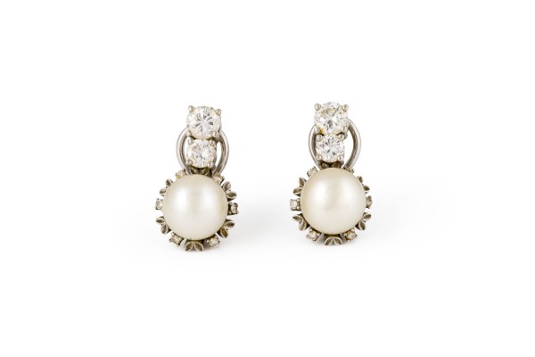 Picture PERLEN DIAMANT OHR STECKER