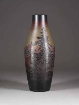 Bild VASE MIT BERGLANDSCHAFT UND FLUSS IM ABENDLICHT