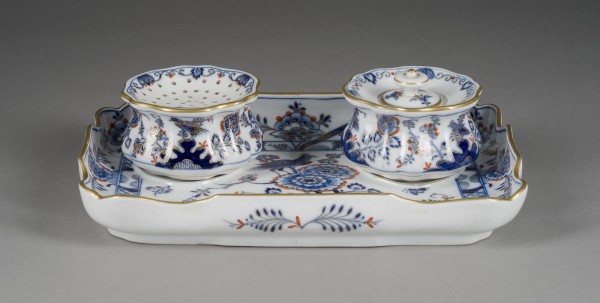 Bild DREITEILIGES SCHREIBGARNITUR 'INDISCHE FELSEN- UND VOGELMALEREI'