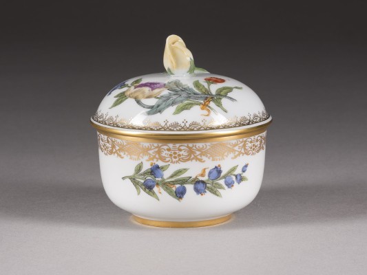 Auction 155<br>SELTENE ZUCKERDOSE MIT 'FF-MALEREI MIT INSEKTEN'