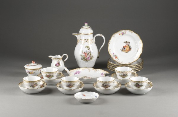 Bild 23-TEILIGES KAFFEESERVICE 'WATTEAU- UND BLUMENMALEREI'