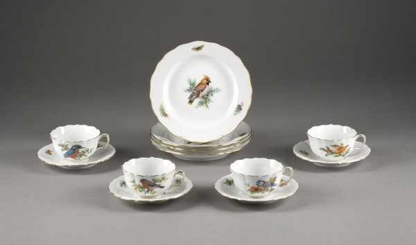 Picture VIER TEEGEDECKE 'VÖGEL MIT INSEKTEN'