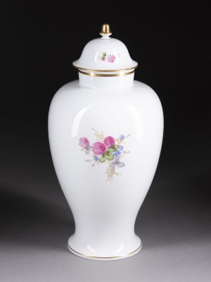 Picture DECKELVASE 'MOHNBLUMENDEKOR'